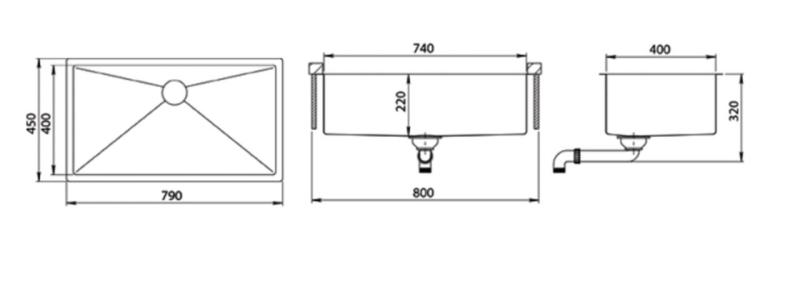 Ausmann Mosel kobber stor vask i rustfrit stål - PVD kobber 74x40 universel 1208970018