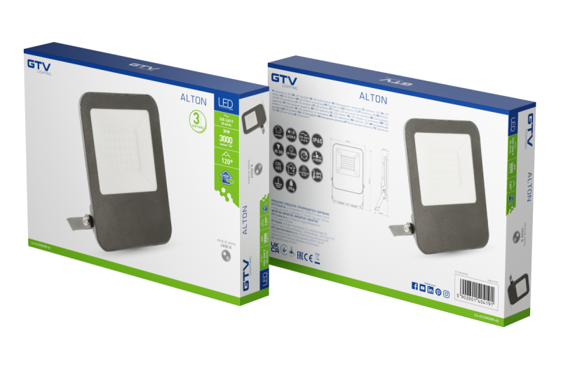 ALTON projektør, LED, 30W, 3000lm, 4000K, AC220-240V, IP65