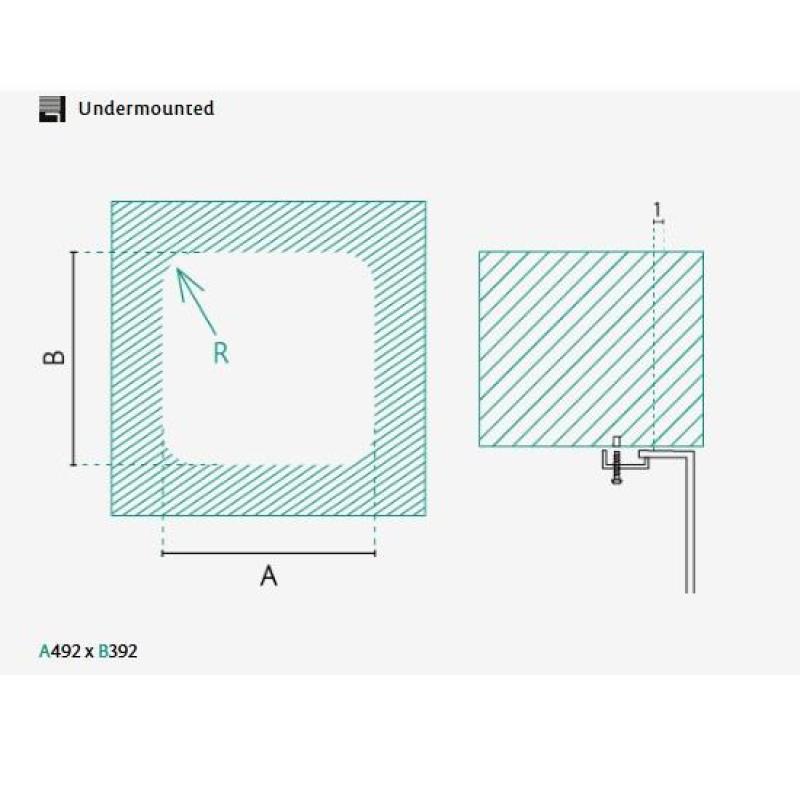 Banka IB5040 Rustfrit Stål Vask 50 x 40 cm Underbygning 1208970037