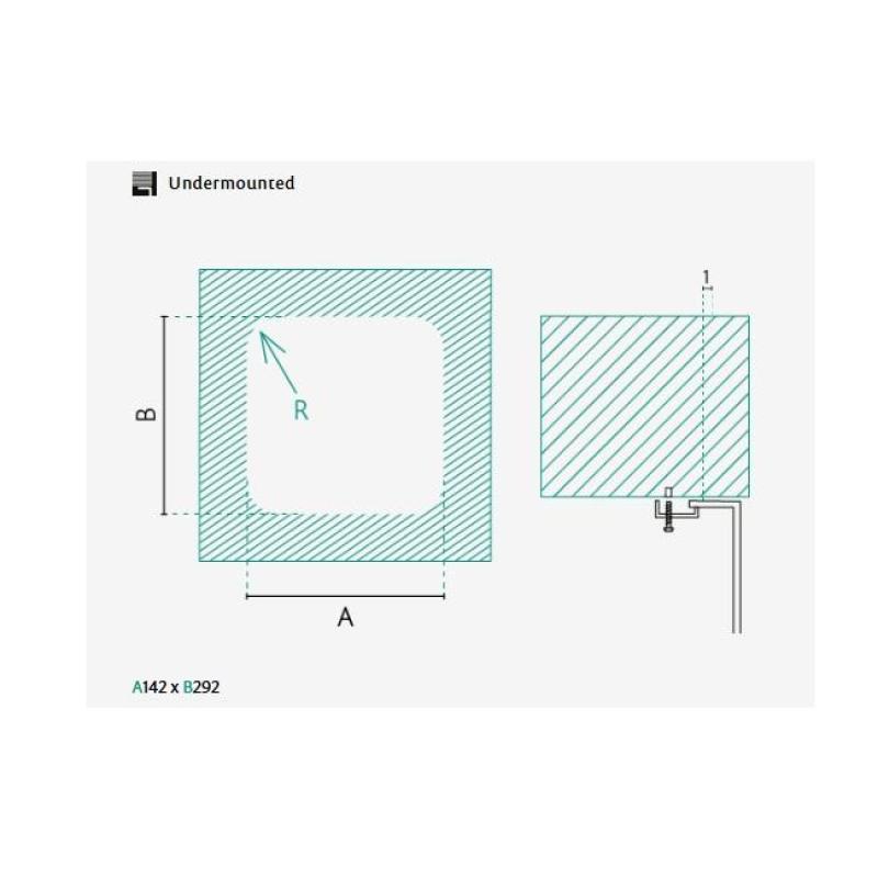 Banka IB1530 Rustfrit Stål Vask 146 x 296 mm Underbygning 1208970041