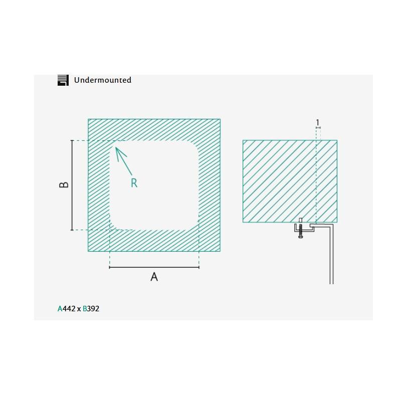 Bank IB4540 RVS Vask 45 x 40 cm Underbygning 1208970044