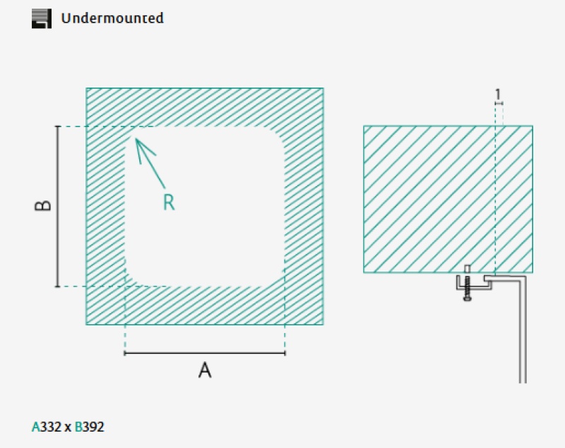 Banka IB3440 Rustfrit stål vask 34 x 40 cm Underbygning 1208970046