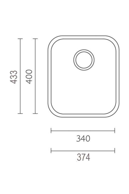 Banka IB3440 RVS Vaske 34 x 40 cm Overflade og planmontering 1208970047