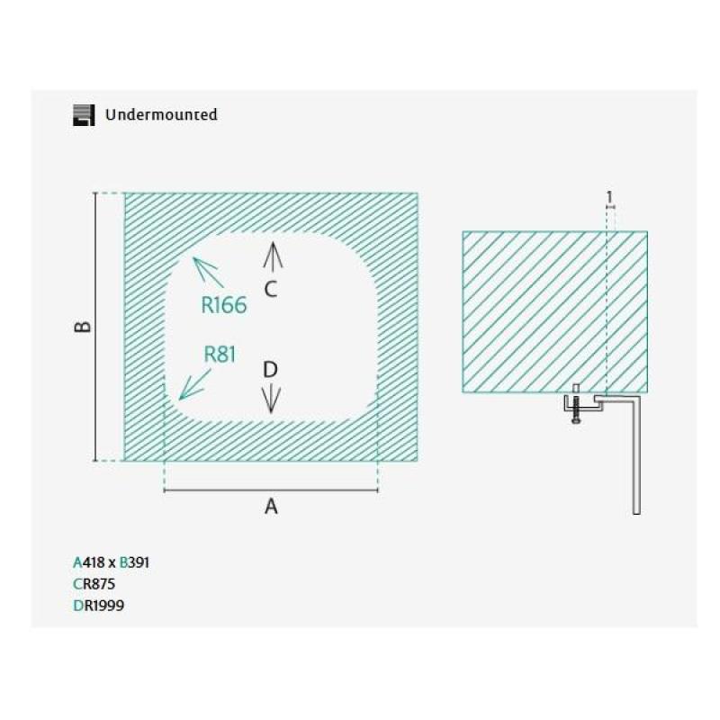 Banka Denver rustfrit stål vask 41 x 41 cm Underbord 1208970049