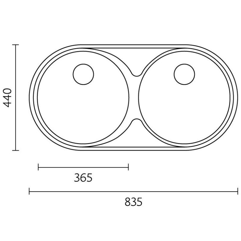 Banka Andalucia rustfrit stål dobbelt vask 835 x 440 cm underbygning 1208970051
