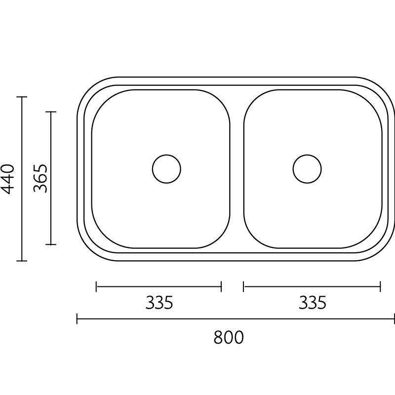 Banka Diplomat rustfrit stål dobbelt vask til påbygning 80x44 cm 1208970059