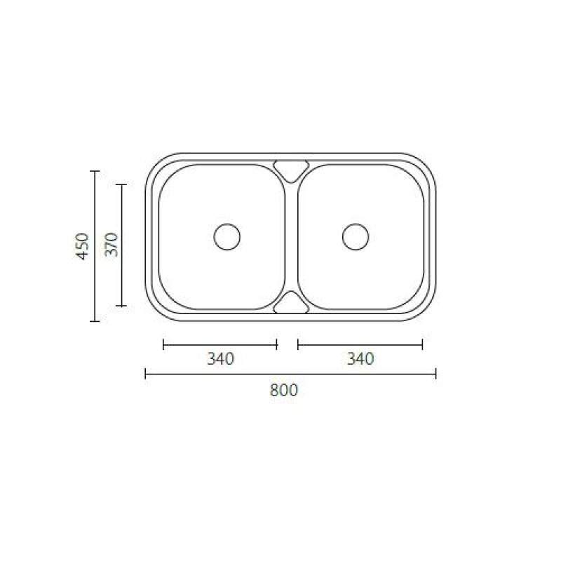 Halifax RVS dobbeltvask overflademontage 80x45 cm 1208970060