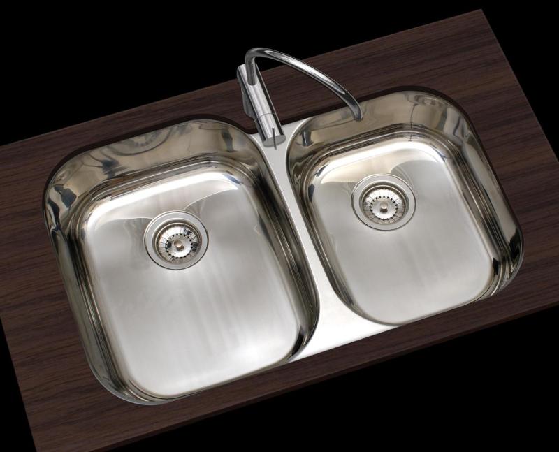 Banka Princess rustfrit stål dobbelt vask Underbord 750x475 mm 1208970067