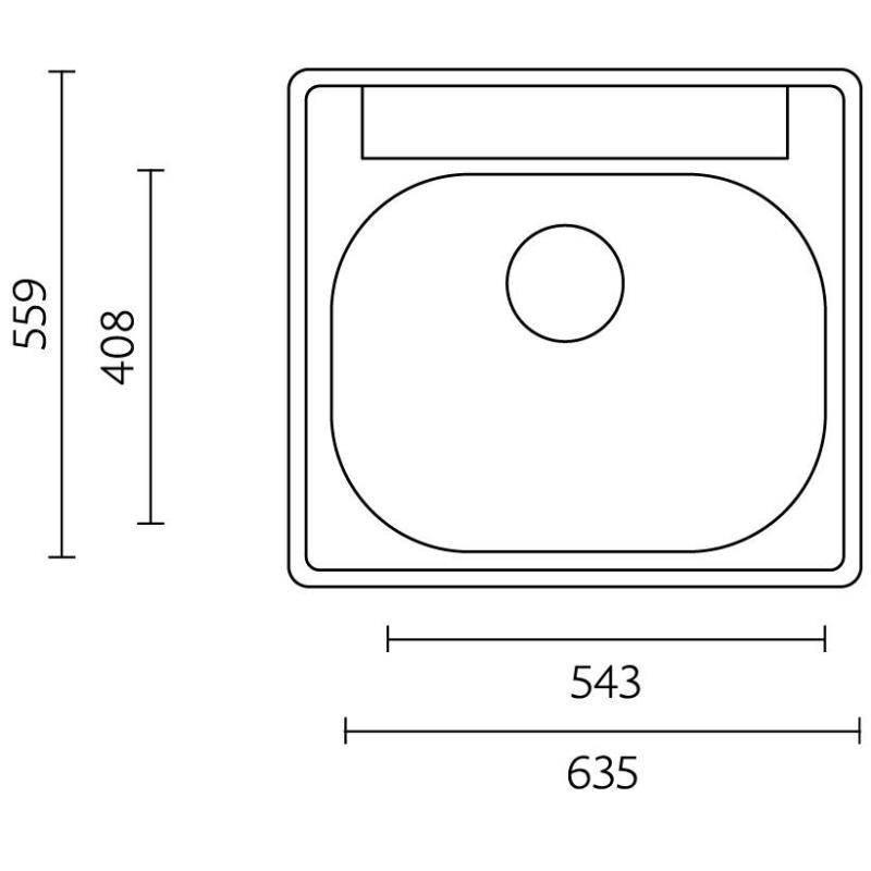 Banka Detroit RVS Vaske 635 x 559 mm Overflade med hanehulbank 1208970077