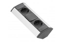 MINI hjørneforlænger med afbryder og 2 schuko-stikdåser 230V 16A