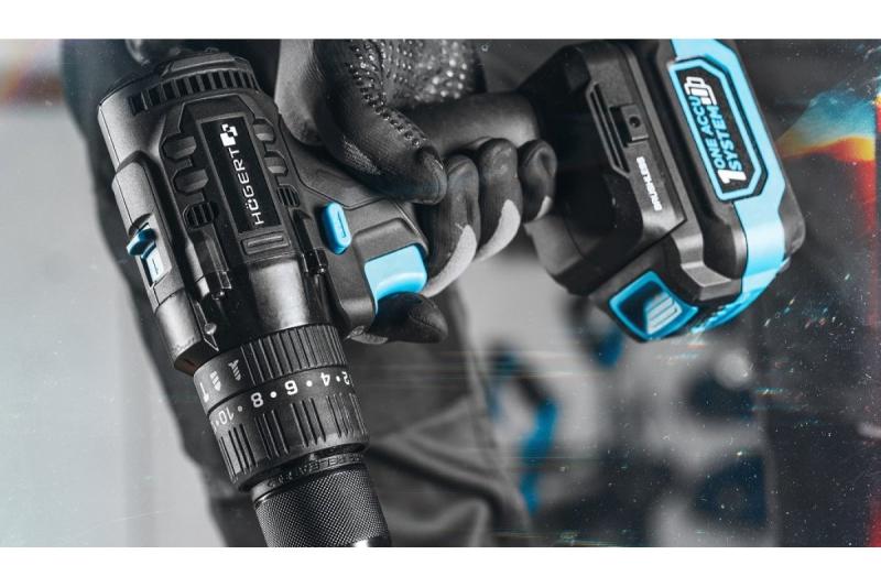 Högert akku slagboormachine 18V voor mursten, sten, træ, metal.