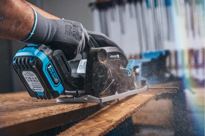 HÖGERT akku cirkelsav, 18V, zonder akku, støvsugertilslutning