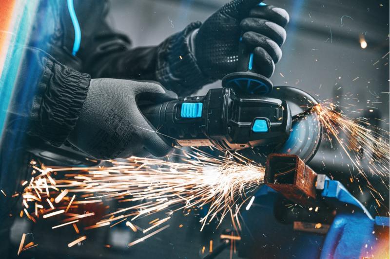 HÖGERT Ledningsfri vinkelsliber med paddeskontakt, 125MM, 18V, sæt med batteri, oplader, tilbehør