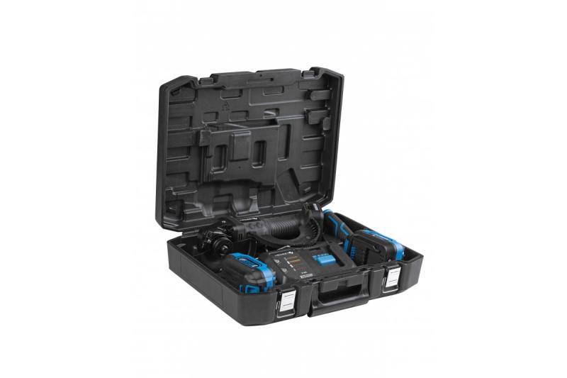 HÖGERT Ledningsfri vinkelsliber med paddeskontakt, 125MM, 18V, sæt med batteri, oplader, tilbehør