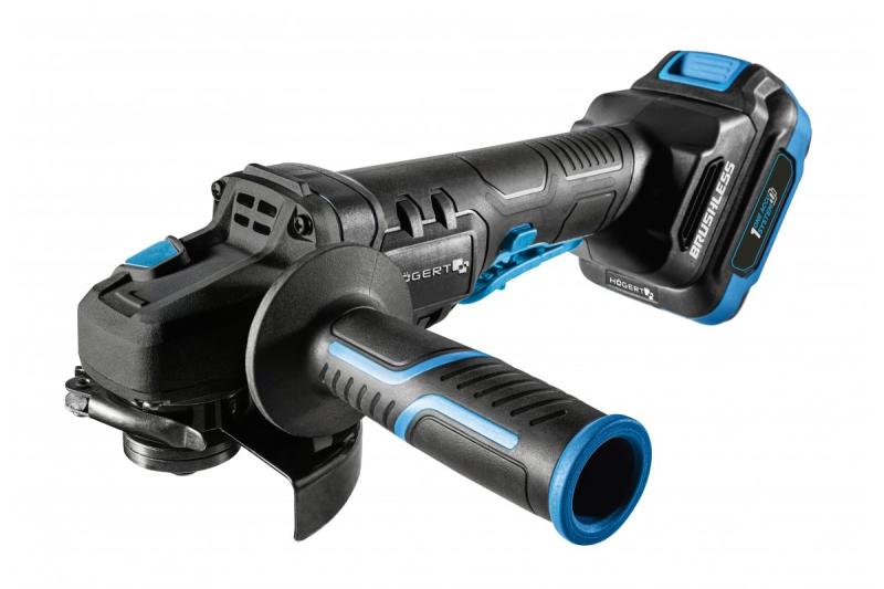 HÖGERT Ledningsfri vinkelsliber med paddle-kontakt, 125MM, 18V - Sæt (batteri, oplader, tilbehør)