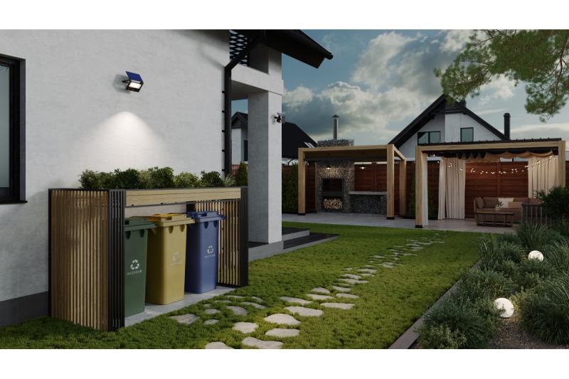 Solflomlys med bevægelses- og skumringssensor GUARDOS, LED, 300lm, 6400K, 1200mAh, IP65, dummykamera