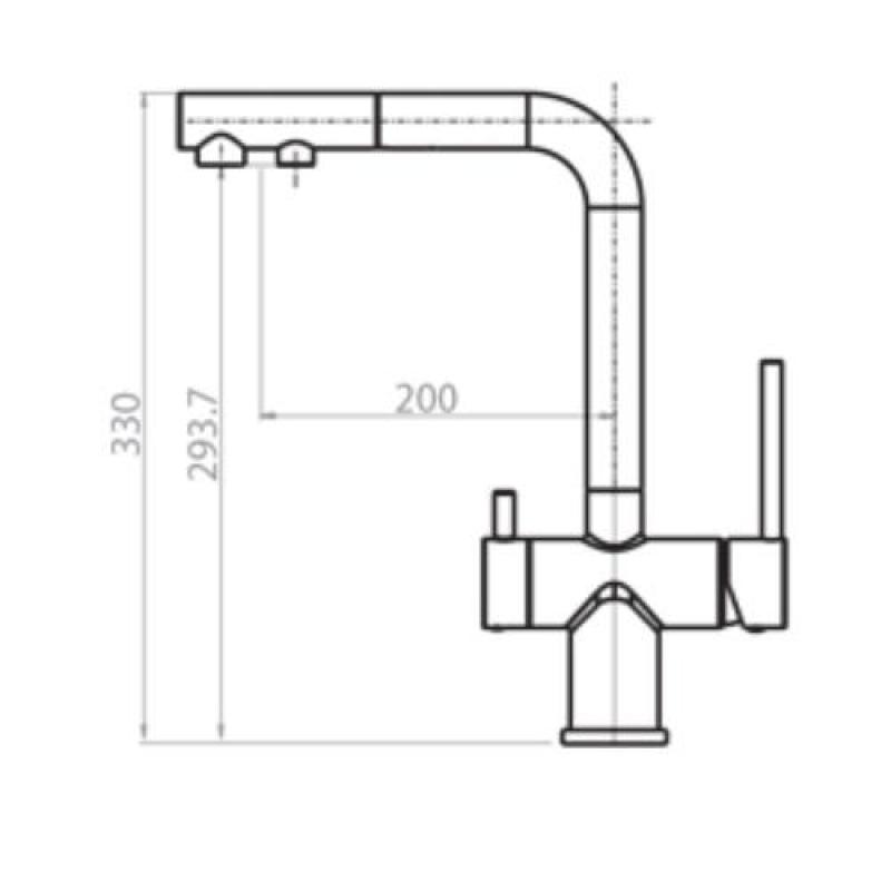 Ausmann Ellington 3-vejs køkkenarmatur med udtrækkelig tud og filtreret vand – Gun metal – 1208970499