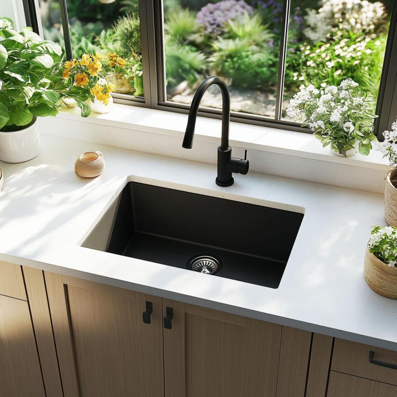 Ausmann Ceramic Ember Keramisk Mat Sort Vaske - Overbygning og Underbygning 54 x 40 cm med rustfri stålprop 1208970511