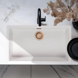 Wit Grote Wasbak 70x40 cm Onderbouw, Opbouw en Planlimplant med Kobber Prop 1208970523