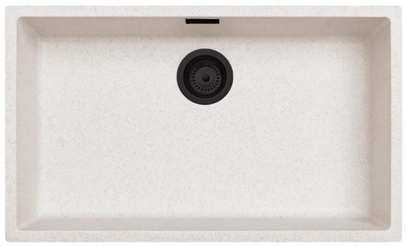 Zand Hvid Stor Vask 70x40 cm Underbygning, Overbygning og Planlimning med Mat Sort Prop 1208970525