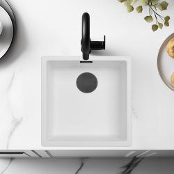 Hvid Vask 40x40 cm Underbygning, Overbygning og Planlimning med Mat Sort Prop 1208970535