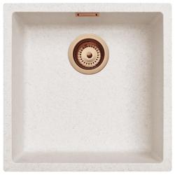 Zand Hvid Creme Vask 40x40 cm Underbygning, Overbygning og Planlimning med Kobber Prop 1208970543