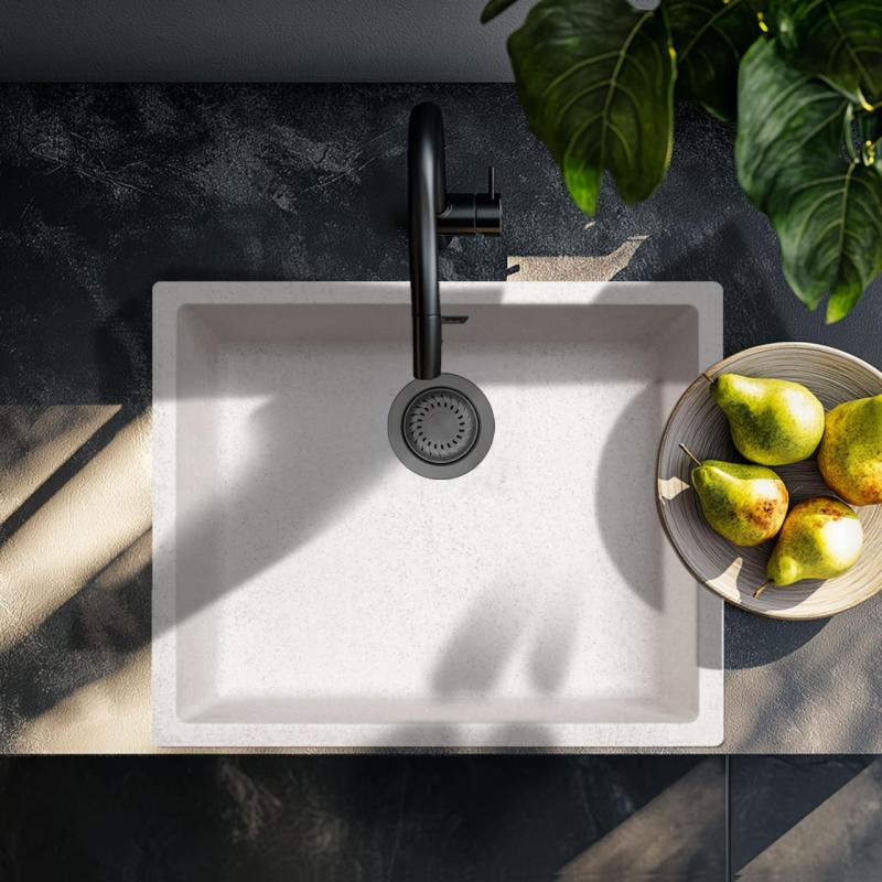 Zand Hvid Creme Vask 50x40 cm Underbygning, Overbygning og Planmontering med Gun Metal Prop 1208970544