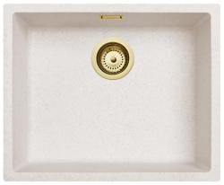 Zand Hvid Creme Vask 50x40 cm Underbygning, Overbygning og Planmontering med Guld Prop 1208970547