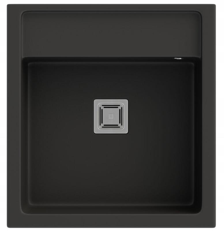 Graniteland Arno Granit Sort Vask til indbygning 582x620mm med firkantet rustfrit stålprop 1208970602