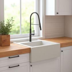 Graniteland Arno Granit Hvid Vask indbygning 582x620mm med firkantet rustfrit stålprop 1208970604