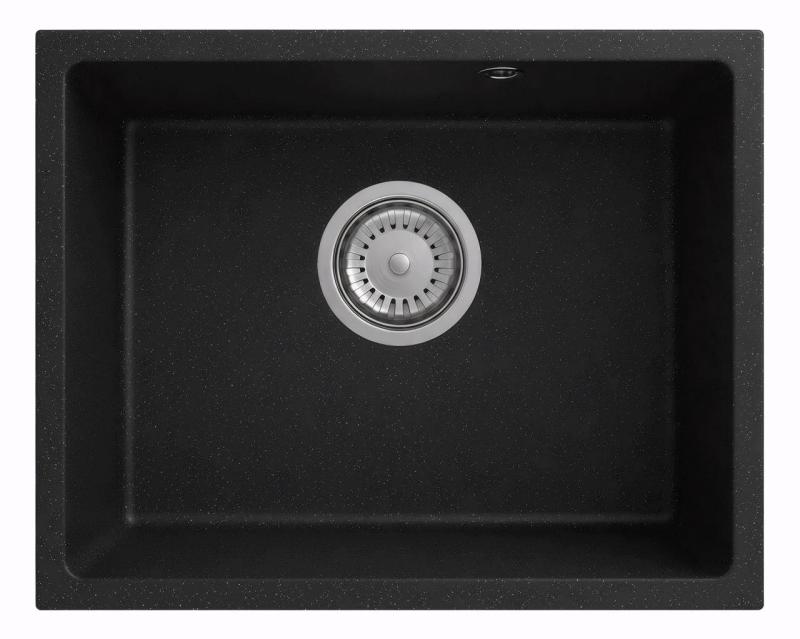 Graniteland Solo Granit sort kalksten håndvask undermontering 42x34 cm med rustfrit stål prop 1208970606