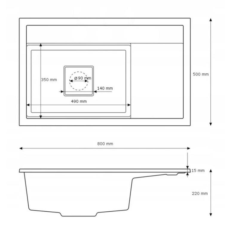 Graniteland Seta Granit Sort Vask Overbygning 80x50 cm 1208970624