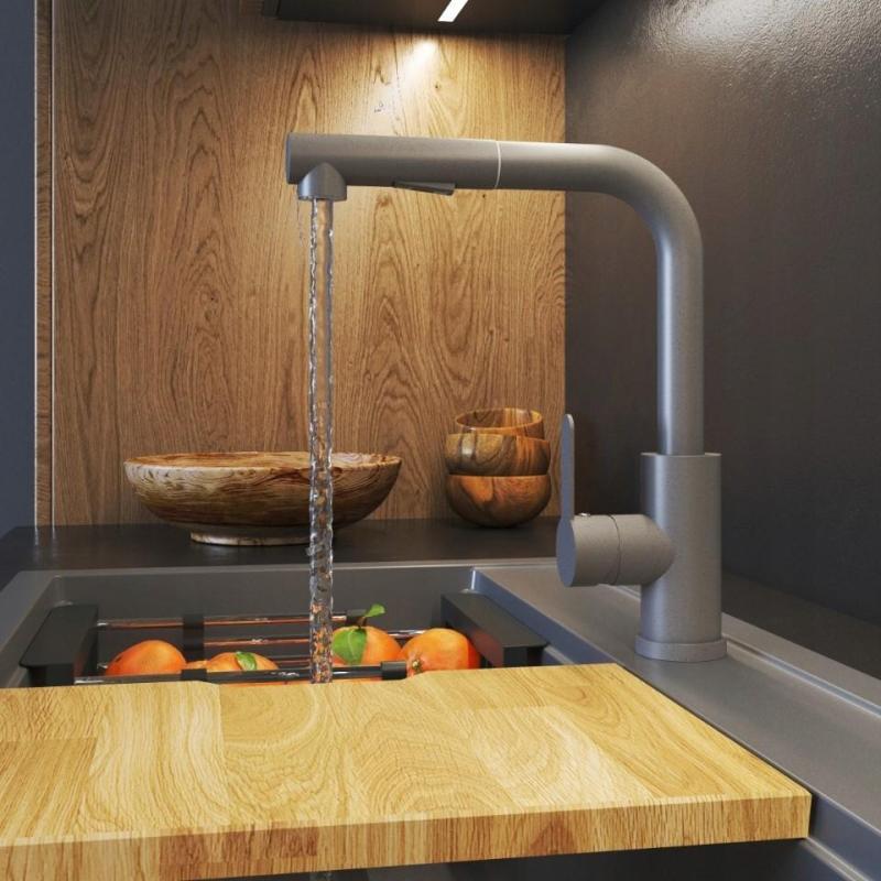 Graniteland Celeste Køkkenarmatur Grå med Udtrækkelig Tud og Dobbelt-Funktion Håndbruser 1208970663