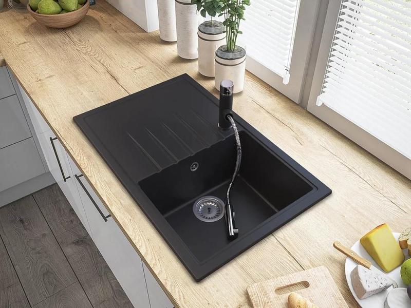 Graniteland Ceres Køkkenarmatur Sort med Udtrækkelig Tud og Dobbelt-Funktion Håndbruser 1208970707