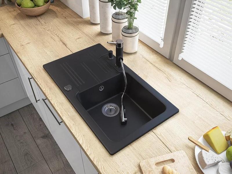 Graniteland Ceres Køkkenarmatur Sort med Udtrækkelig Tud og Dobbelt-Funktion Håndbruser 1208970707