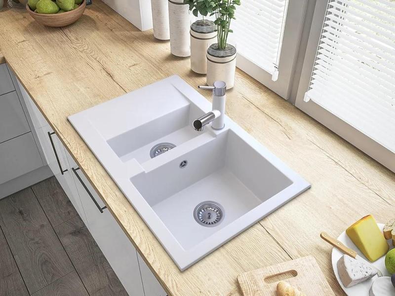 Graniteland Ceres Køkkenarmatur Hvid med Udtrækbar Tud og Dobbelt-Funktion Håndbruser 1208970709