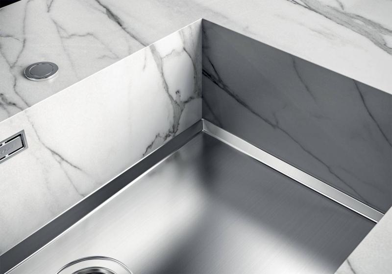 Foster Phantom Base RVS Bodemplade Worktop Vask 40x40cm til Indbygning i Keramik natursten og Solidsurface tykkelse 20mm 1208970718