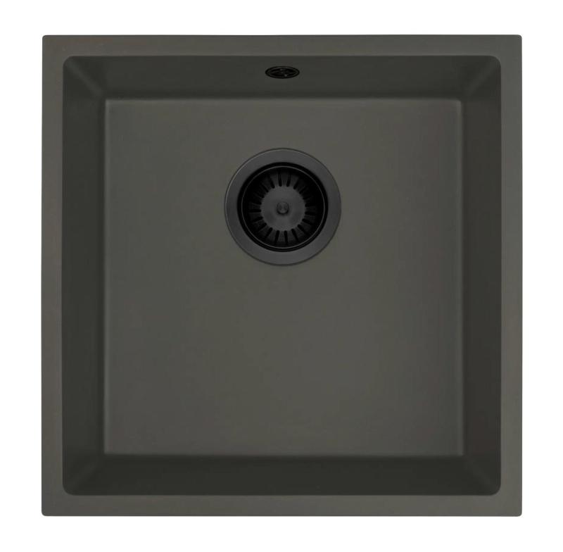 GraniteMy Universal Granit Grå, mørk Vask 40x40 cm Overflade, undermontering og planmontering med sort prop 1208970747