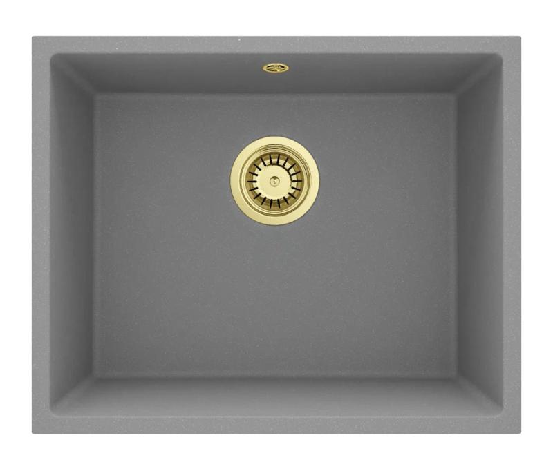 GraniteMy Universal Granit Grå Vask 50x40 cm Overflade, Underbygning og Indbygning med Gylden Prop 1208970760