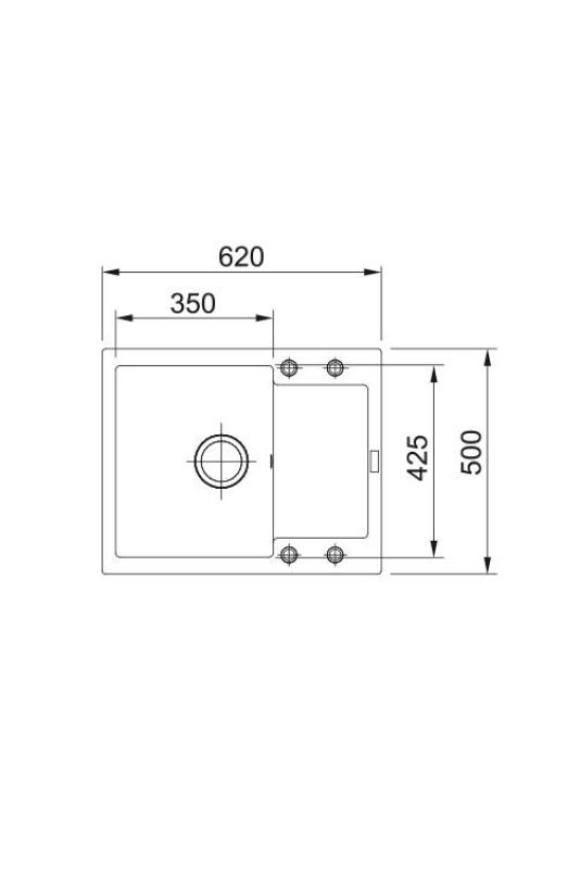 Franke Maris MRG 611-62 Fragranite Mat Sort Vask 62 x 50 cm Overflademonteret med Afdrypningsområde 114.0628.964