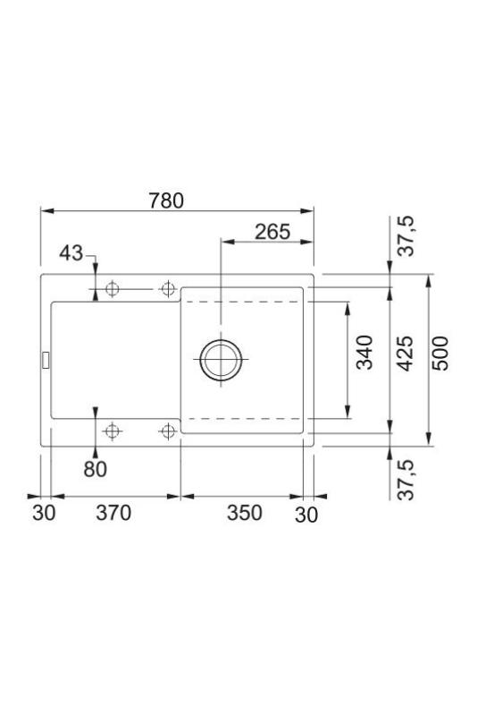Franke Maris MRG 611-78 Fragranite Mat Sort Vask 78 x 50 cm Overflademontage med Dræningsområde 114.0628.968
