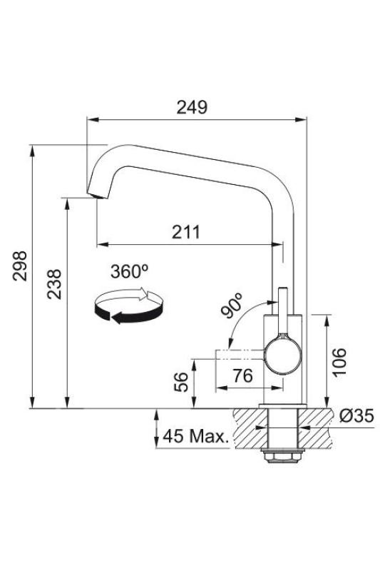 Franke Lina U Køkkenhane Drejelig Udløb Krom 115.0728.473