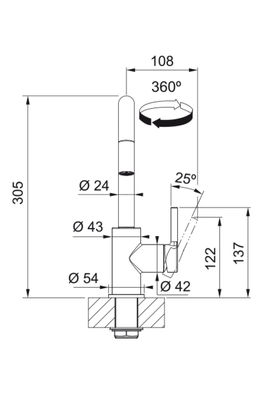 Franke Lina U Køkkenhane Sort Udtrækkelig Tud 115.0728.477