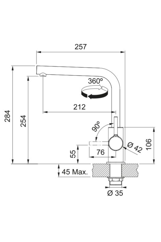 Franke Lina L Køkkenarmatur Drejelig Tud Polar White 115.0728.479
