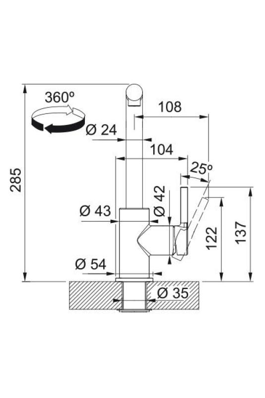 Franke Lina L Køkkenhane Oyster med Udtrækkelig Udløb 115.0728.487