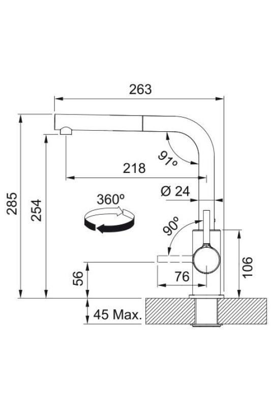 Franke Lina L Køkkenhane Coffee cream med Udtrækkelig Tud 115.0728.488