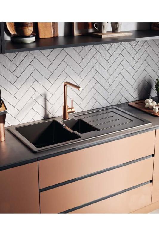 Ausmann Ceramic Sylva 1,5 Keramisk Hvid Vask med Drænareal 1000 x 500 mm 1208971126