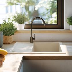 Ausmann Ceramic Sylva Keramisk Hvid Vask med Dræningsområde 857 x 500 mm 1208971128