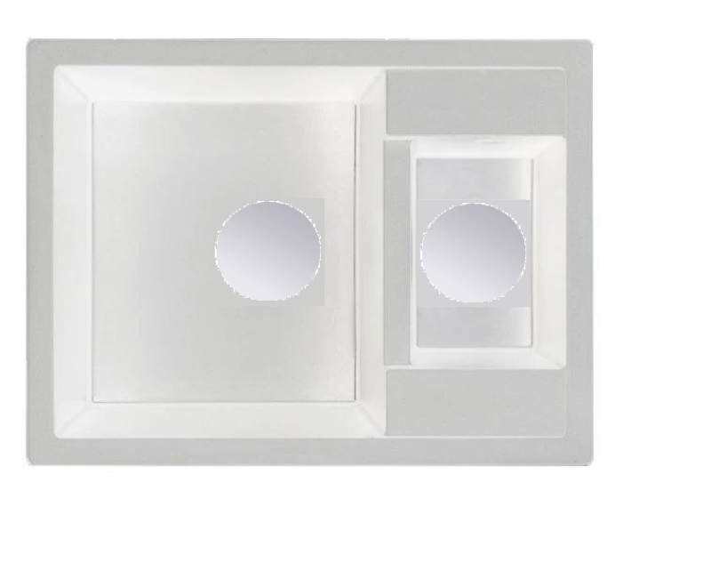 GraniteMy Smart ekstra lavt 1,5 granit overflade hvid vask 58x44cm med kobber prop 1208970052