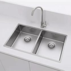 Pure.Sink Prestige Dobbelt rustfrit stål vask 70x40 cm 10mm radius underbygning, fladbygning og overbygning PPG343440-02